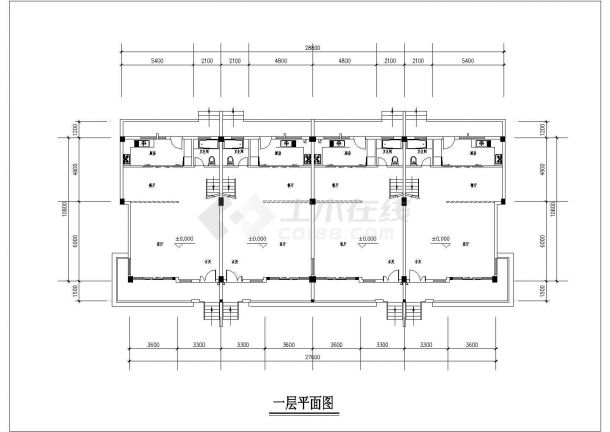 某联排现代风格别墅建筑设计cad方案图-图一