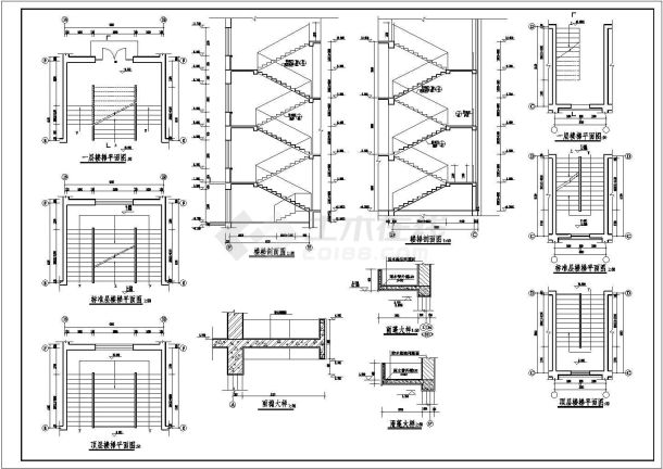 某中学教学楼建筑CAD示意图-图一