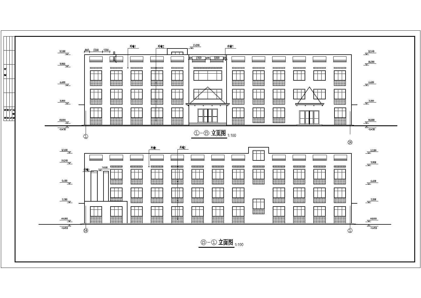 某三层带食堂宿舍楼建筑方案设计图