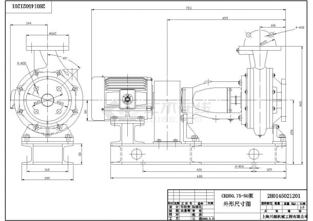 台湾设计川源泵CHD系列CAD图纸全套尺寸图-图一