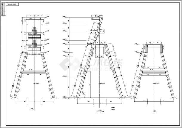 某矿井钢结构副井井架结构施工图（起吊重量20T）-图一