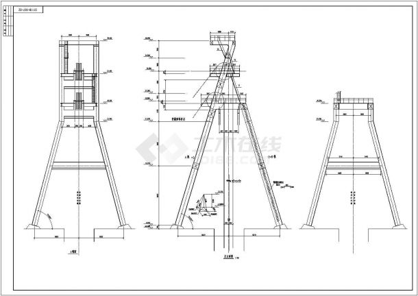 某矿井钢结构副井井架结构施工图（起吊重量20T）-图二