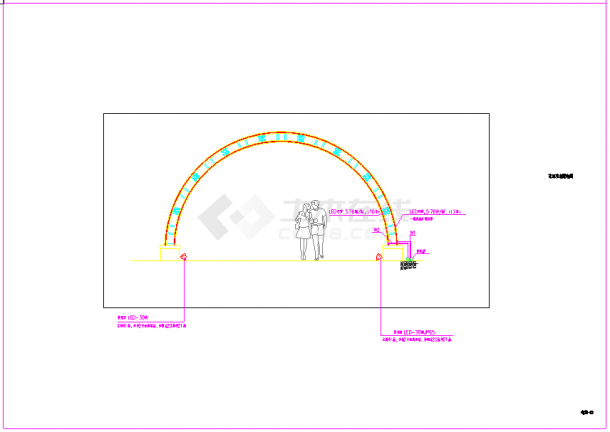 一个拱形景观花架亮化照明电气设计-图二