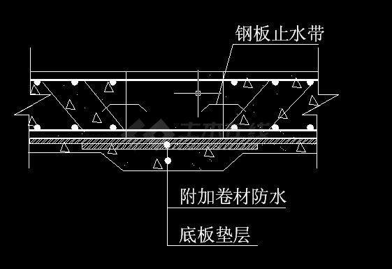 北京某大型体育馆工程底板后浇带防水处理示意图-图一