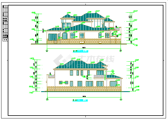 某586平米2层花园别墅建筑设计施工图（含设计说明）-图一