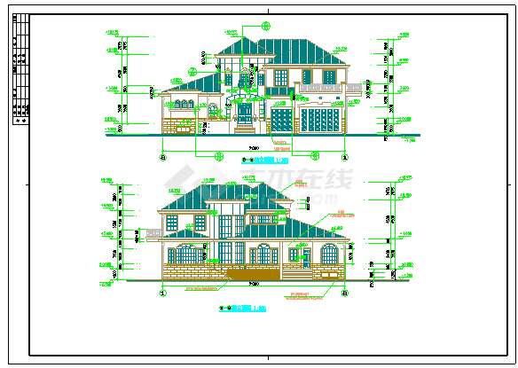 某586平米2层花园别墅建筑设计施工图（含设计说明）-图二