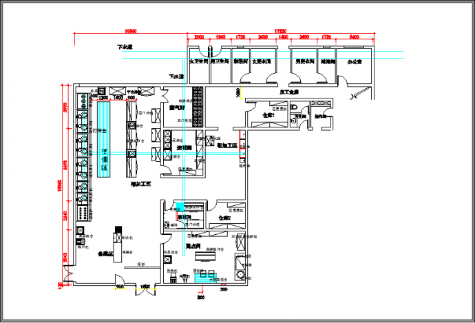 星级酒店厨房CAD平面设计图_图1