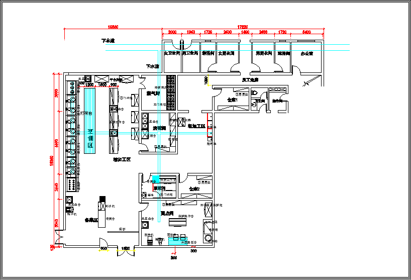 星级酒店厨房CAD平面设计图