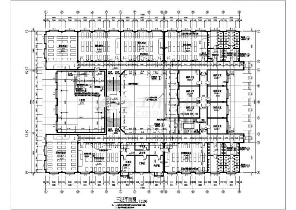 某中学综合楼建筑全套CAD施工设计图-图二