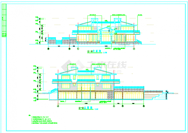某休闲别墅建筑结构设计cad施工图（含设计说明）-图二