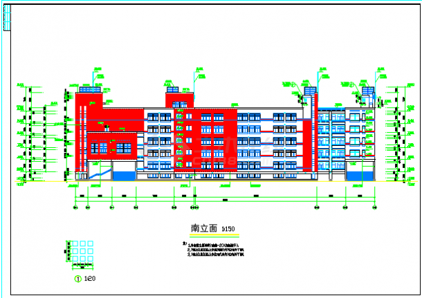 某中学教学楼综合楼建筑全套设计CAD施工图-图一