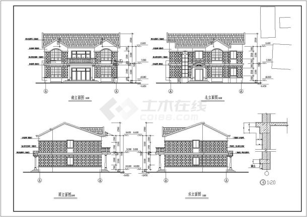 某三套两层砖混结构别墅建筑设计方案图-图二