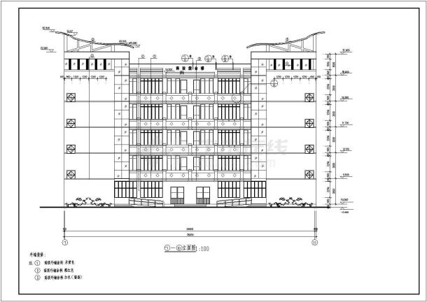 大堡小学教学楼建筑全套设计CAD施工图-图一