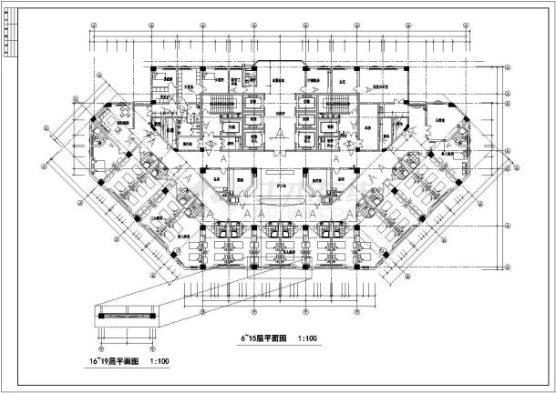 高层人民医院门诊住院综合大楼建筑图-图二