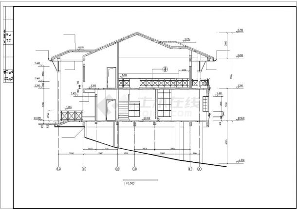某别墅坡地CAD建筑施工图-图一