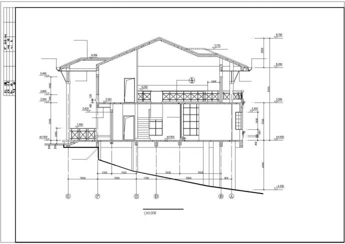 某别墅坡地CAD建筑施工图_图1