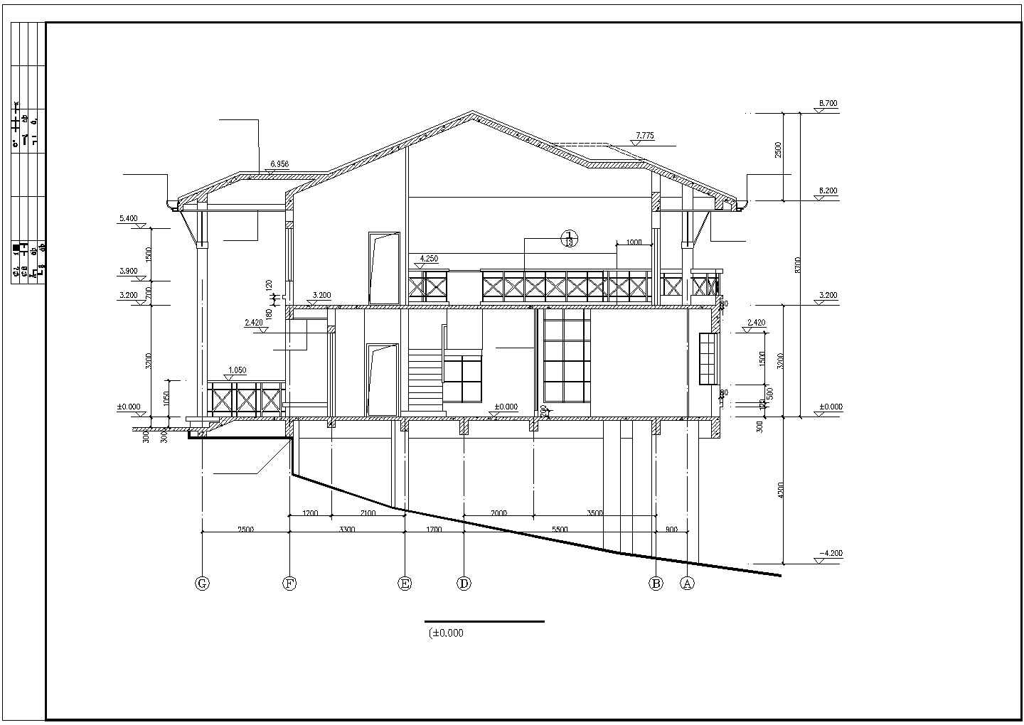 某别墅坡地CAD建筑施工图