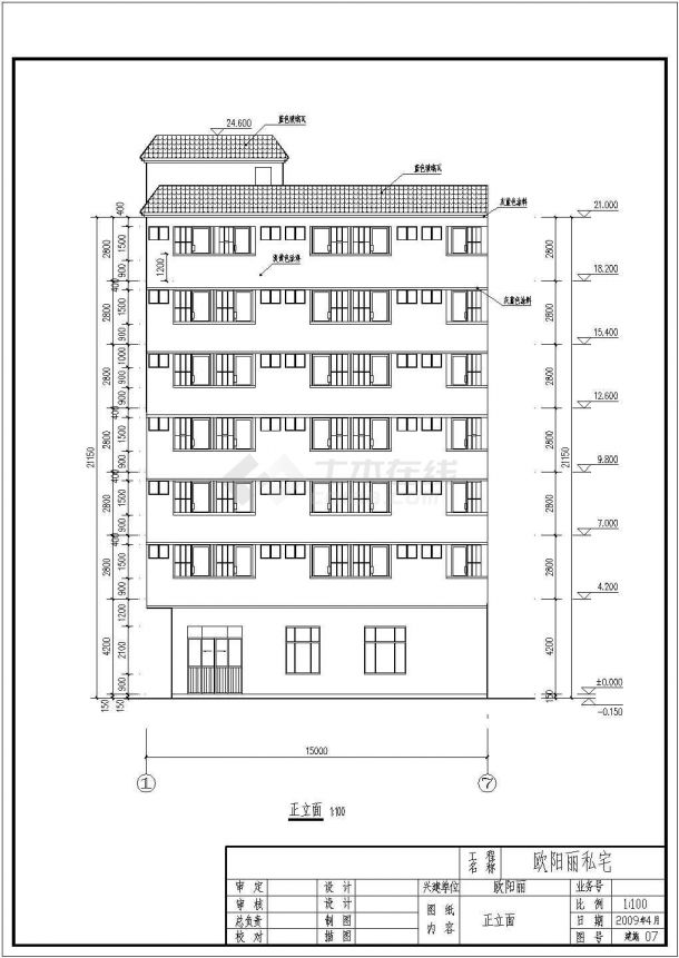 儋州市8*15m七层框架结构高层私宅建筑结构全图-图一