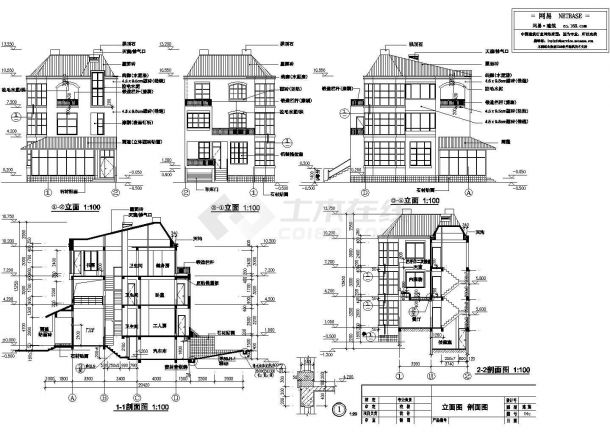 某地三层框架结构农村住宅别墅设计施工图-图一