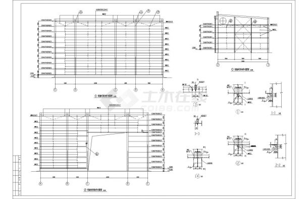 整套厂房钢结构设计cad施工图-图二