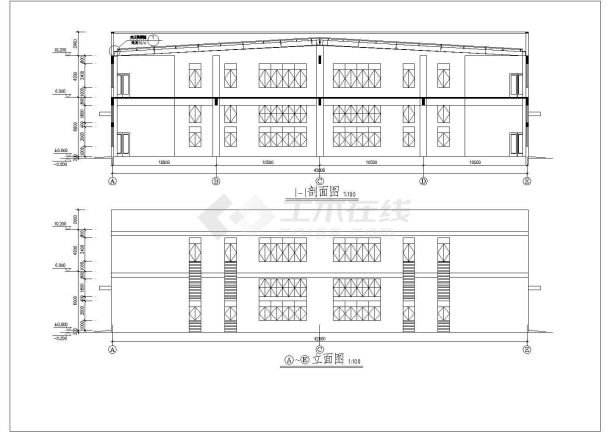 某地二层车间建筑施工图纸（共6张）-图二