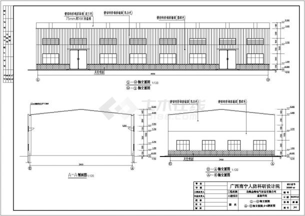 北海市单层轻钢结构厂房建筑设计方案图-图一