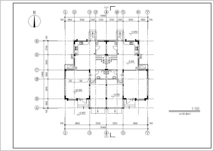 某双拼三层小别墅建筑设计施工图_图1