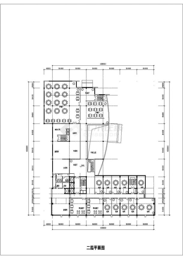 常见快捷酒店建筑设计CAD施工图纸-图二