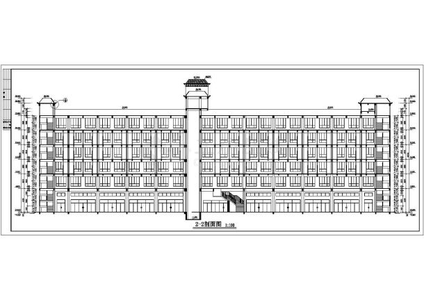 六层酒店建筑设计CAD施工图纸-图一