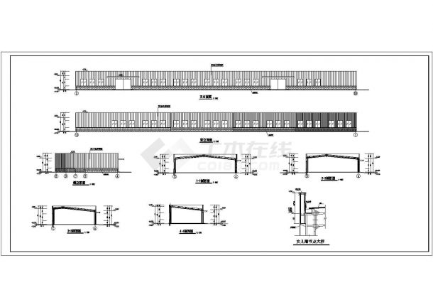 安徽单层门式刚架结构厂房建筑设计方案图-图一