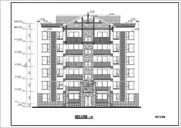 汶川某3套六层羌式住宅楼建筑设计方案图-图二