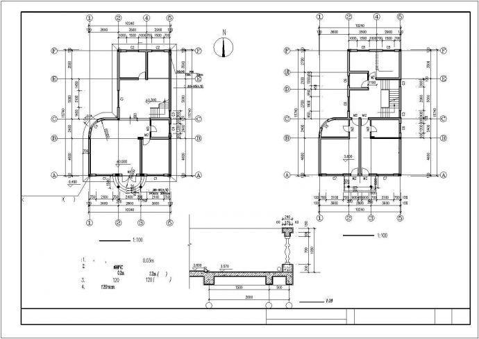 某地阁楼别墅建筑设计CAD参考图_图1