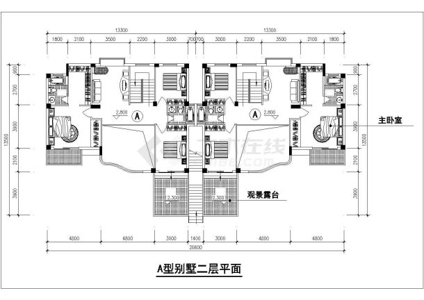 某小区经典叠加别墅方案CAD图-图二