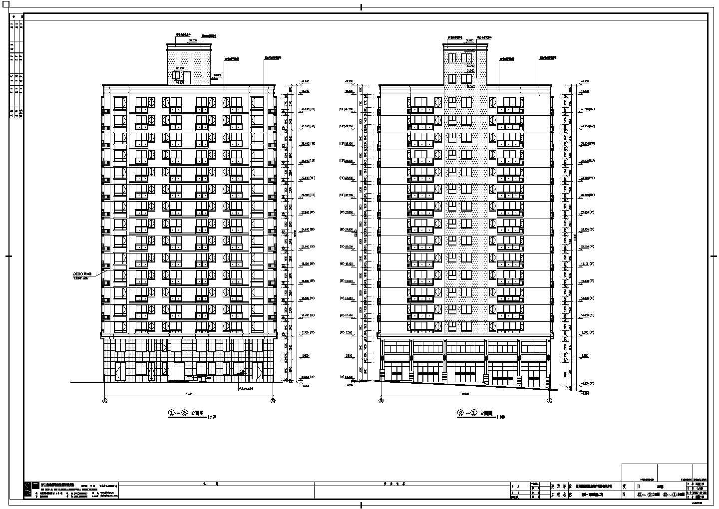 青岛市15层商住楼建筑设计施工图（共4栋）