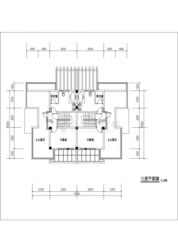 某双拼精美别墅建筑设计CAD参考图-图二