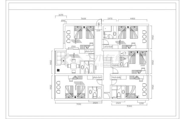 某住宅套房CAD设计图-图一