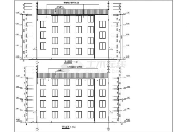 某地四层砖混结构宿舍楼建筑设计方案图-图一