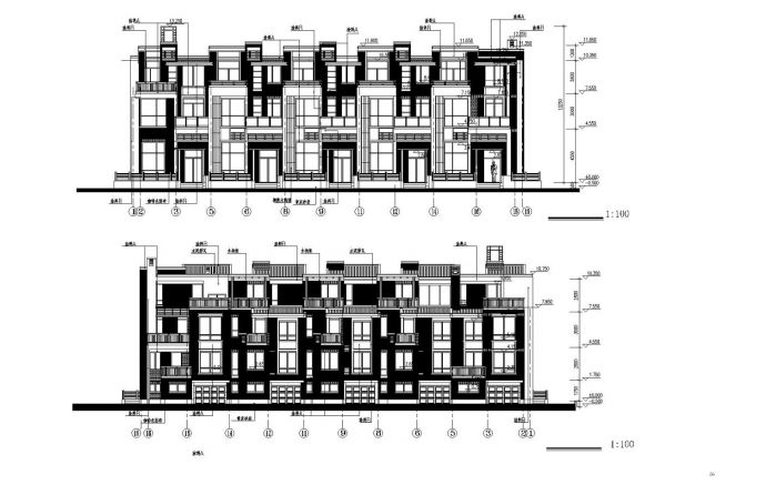 排房样板建筑平面图总体设计套图_图1