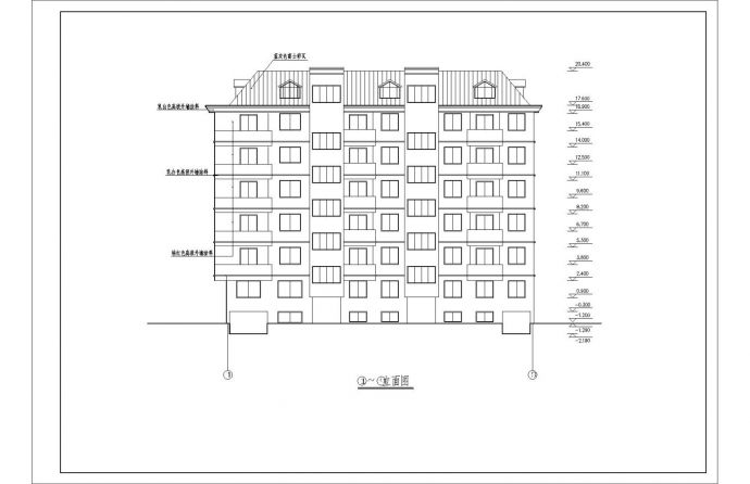多层住宅楼建平立剖面CAD布置图_图1
