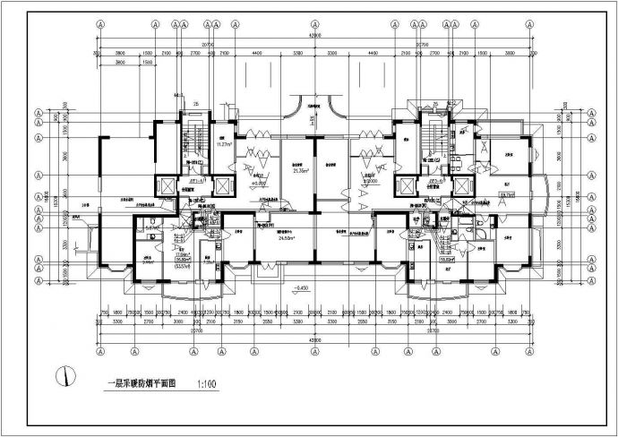 两套高层住宅楼采暖通风防烟设计平面施工图_图1