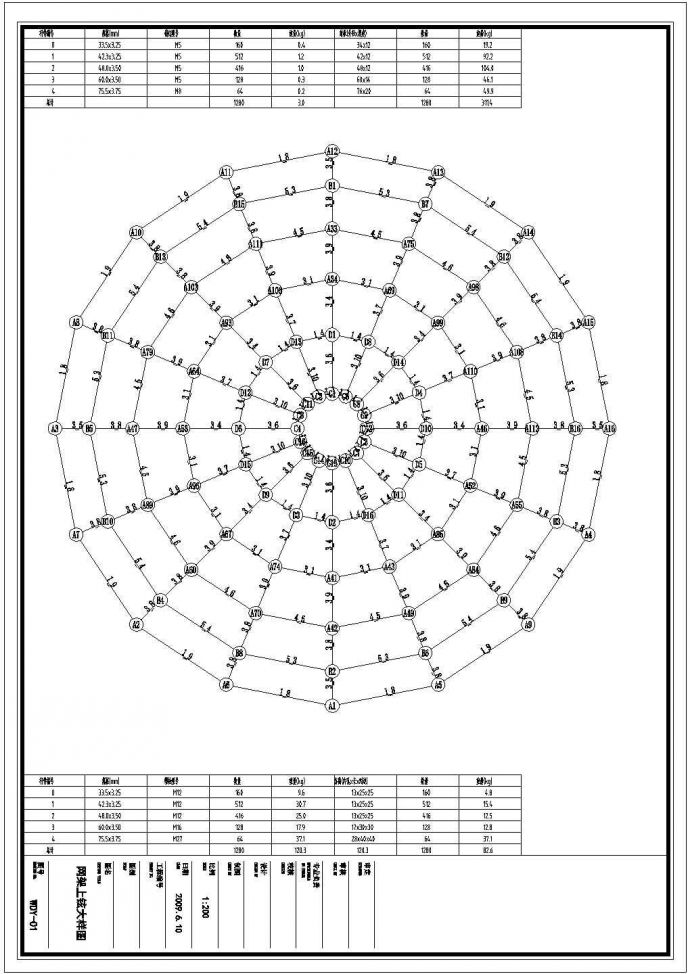 某地区球形网架结构建筑结构设计施工图_图1