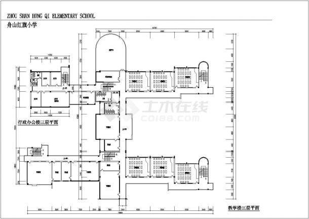红旗小学教学楼建筑设计CAD全套图-图一