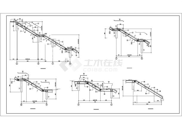 弧形梁氏楼梯框架设计CAD套图-图一