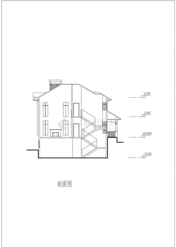一套经典的别墅建筑施工图（共7张）-图二