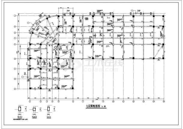 框架式办公综合楼cad结构施工图纸-图二