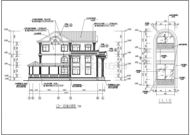 某地三层砖混结构欧式别墅建筑设计施工图-图二