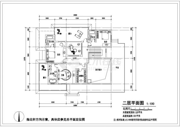 一套小型别墅建筑CAD参考图-图二