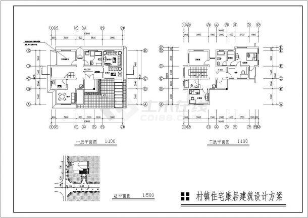 某地区一套小型别墅简单的建筑施工图-图一