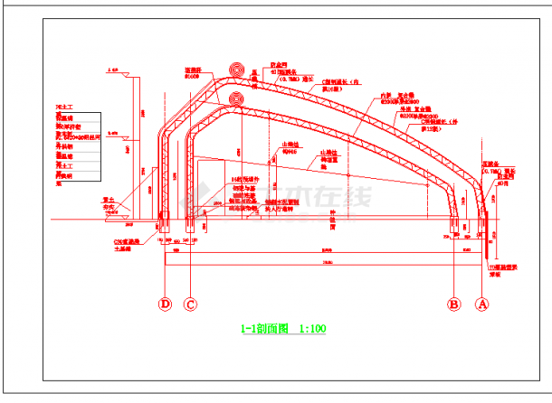 50米拱形温室大棚施工图 -图二