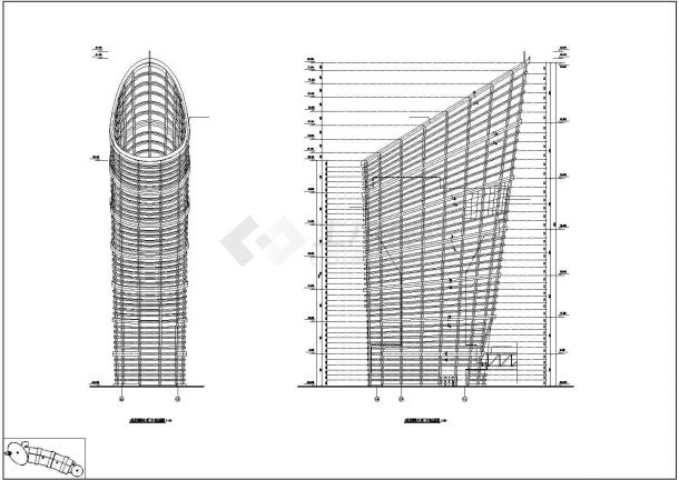 框架剪力墙结构会展中心观景塔结构施工图（单层竖向网壳、桩基础）-图一